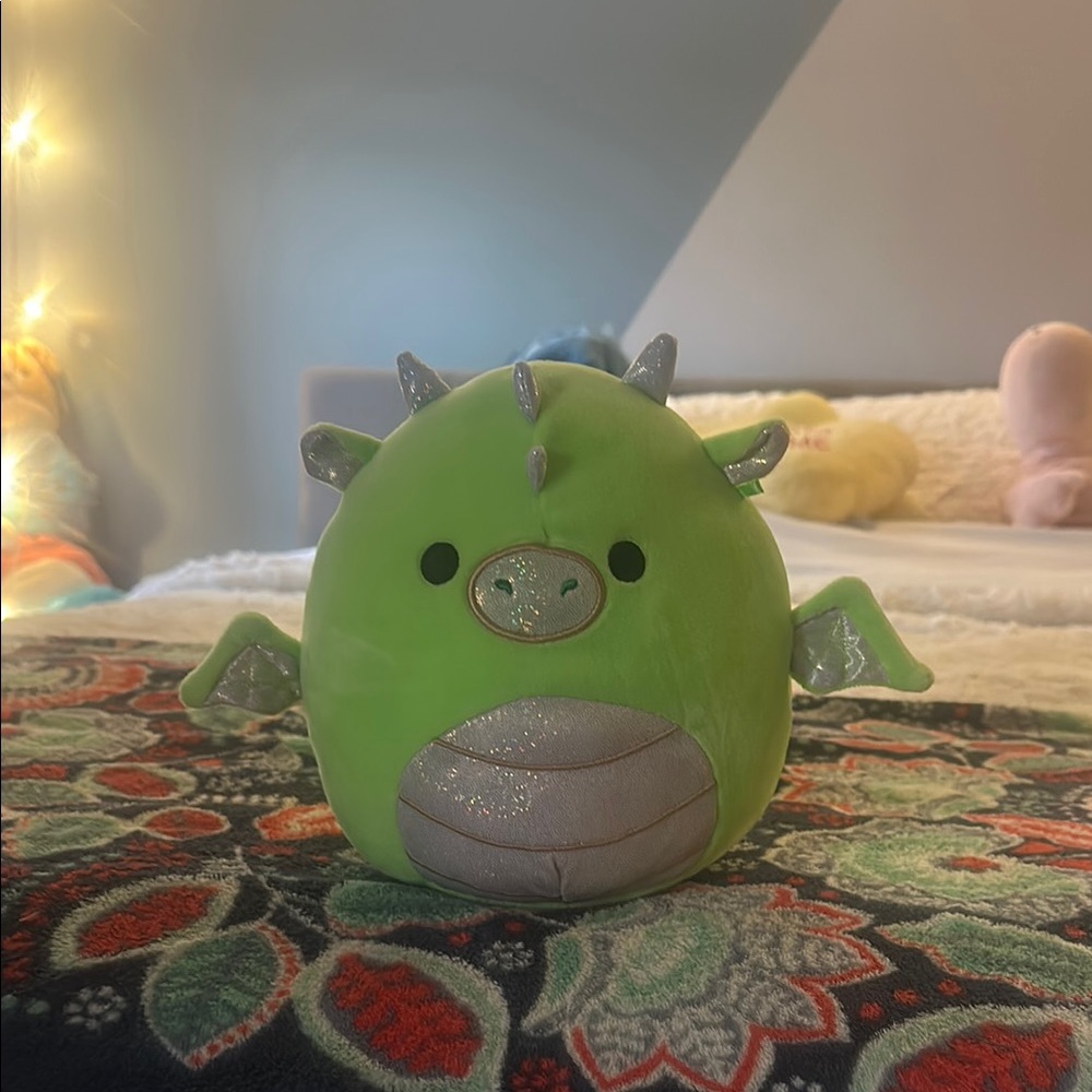 Squishmallows Green and Silver Dragon Plush